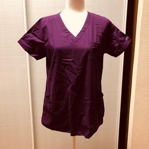 Buttersoft V-Neck Scrub Top, Size M. Red